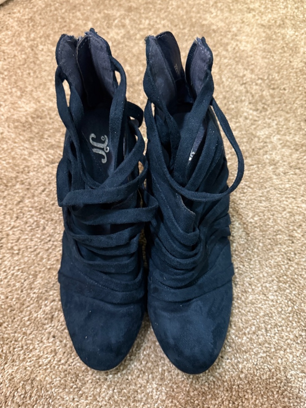 Ladies Black Suede Lace-Up Ankle Boots